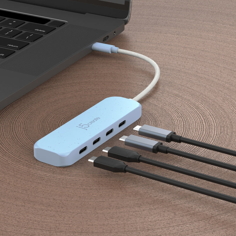 Eco-Friendly USB-C® to 4-Port Type-C & Type-A Gen 2 Hub