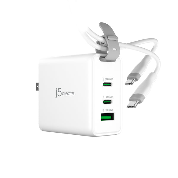 65-Watt-GaN-USB-C®-Ladegerät mit 3 Anschlüssen – j5create Europe