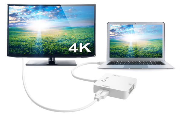 mini DisplayPort™ to 4K DisplayPort™/4K HDMI™/ DVI Adapter – j5create