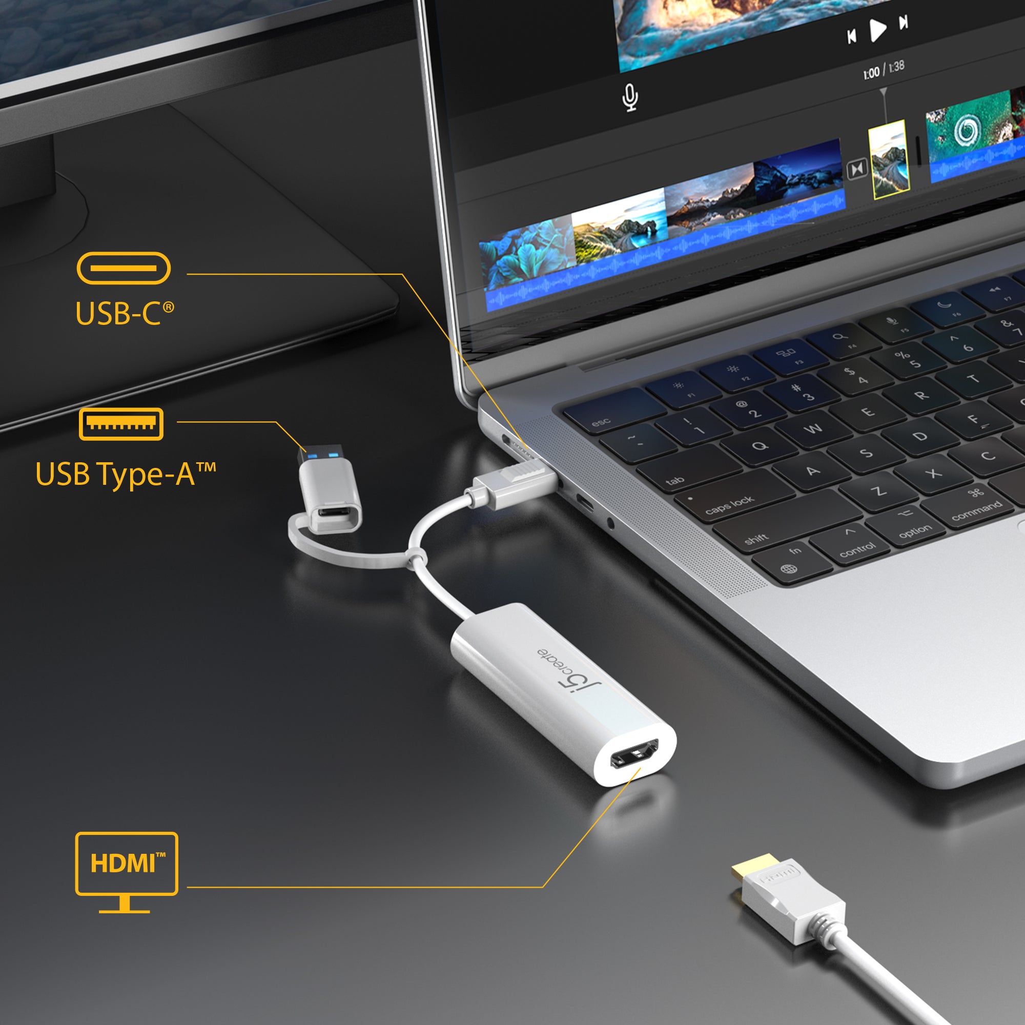 Screen Adapter Usb USB™ to HDMI™ Multi-Monitor Adapter – j5create