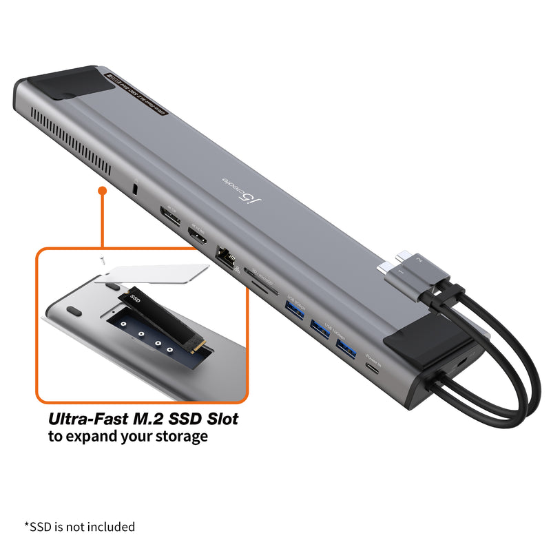 USB-C® Dual 4K Display Docking Station with an M.2 SSD Slot