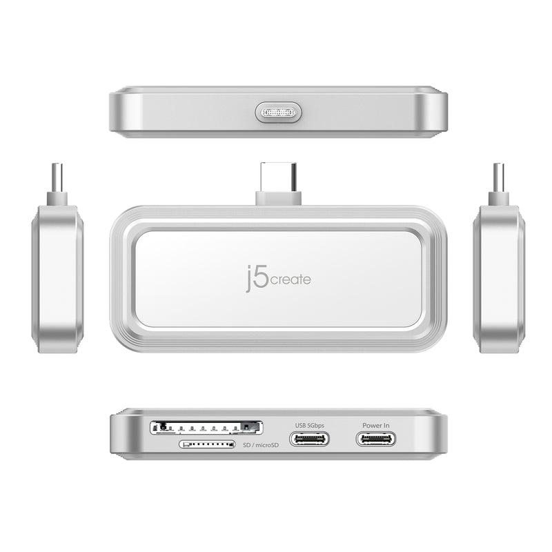 USB-C® to Dual USB-C® & SD™ Card for Smartphones with Power Delivery