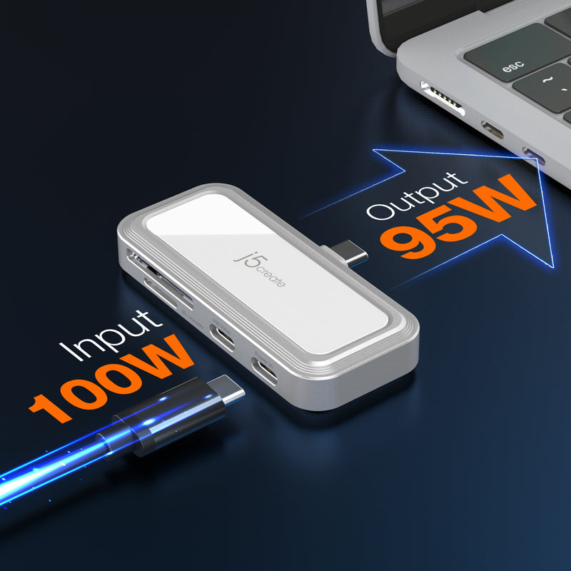 USB-C® to Dual USB-C® & SD™ Card for Smartphones with Power Delivery