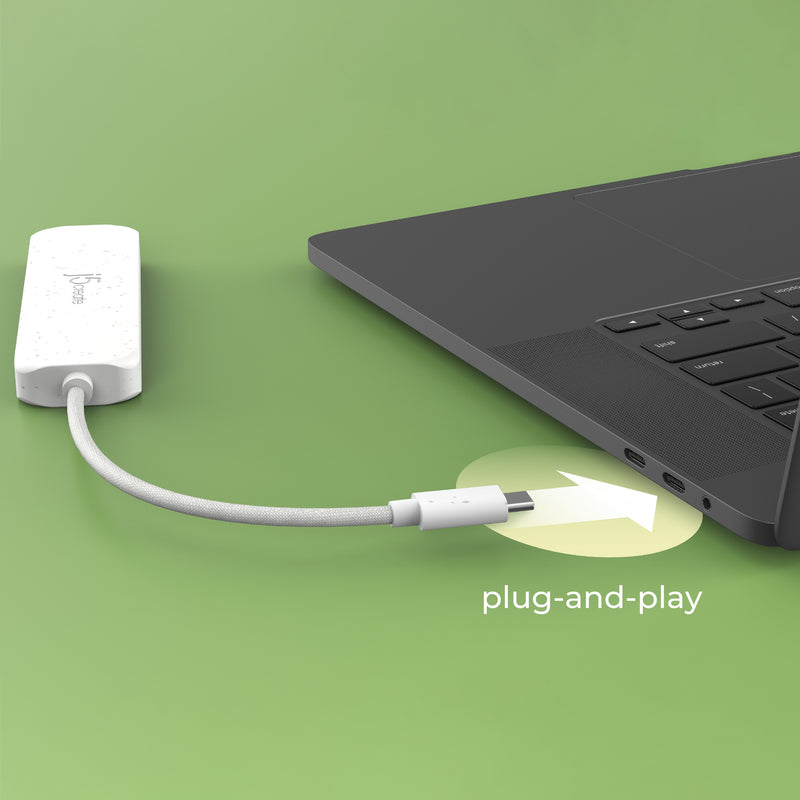 Eco-Friendly USB-C® to 4-Port Type-A Gen 2 Hub