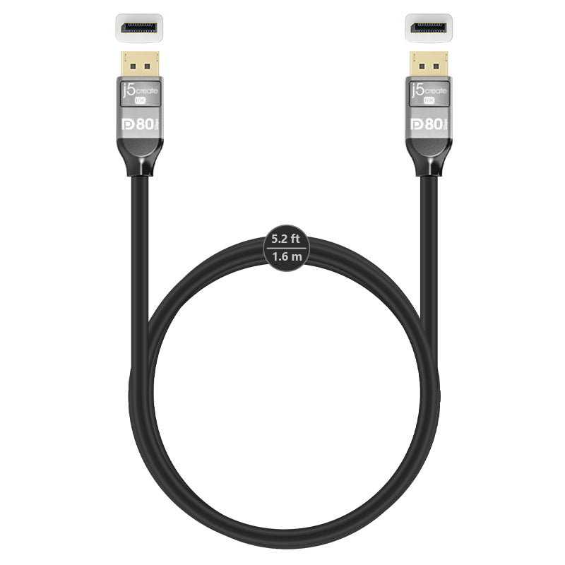VESA® Certified 16K DisplayPort™ 2.1 80Gbps Cable