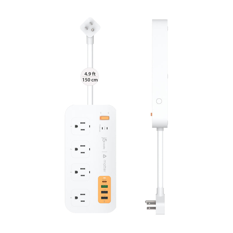 Matter Enabled Smart Plug Power Strip With 4-Outlets and 4 USB™ Ports