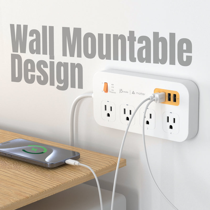 Matter Enabled Smart Plug Power Strip With 4-Outlets and 4 USB™ Ports