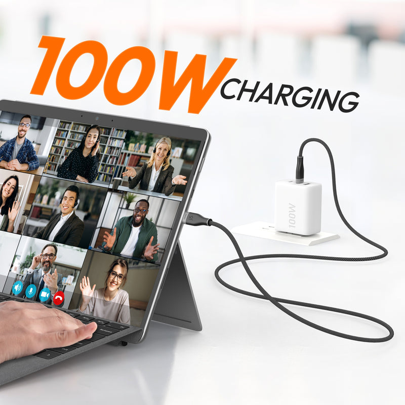 USB-C® 100W Ultra Soft Double-Braided Fast Charging Cable 3.3 FT