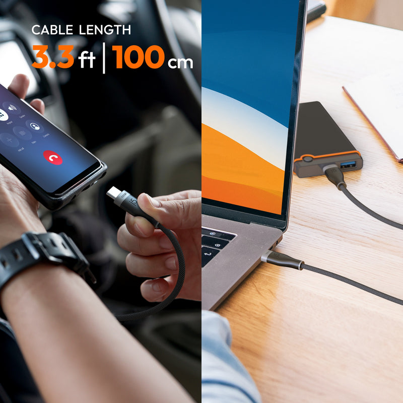 USB-C® 100W Ultra Soft Double-Braided Fast Charging Cable 3.3 FT