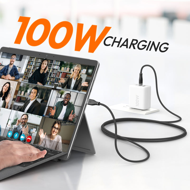 USB-C® 100W Ultra Soft Double-Braided Fast Charging Cable 6.56 FT
