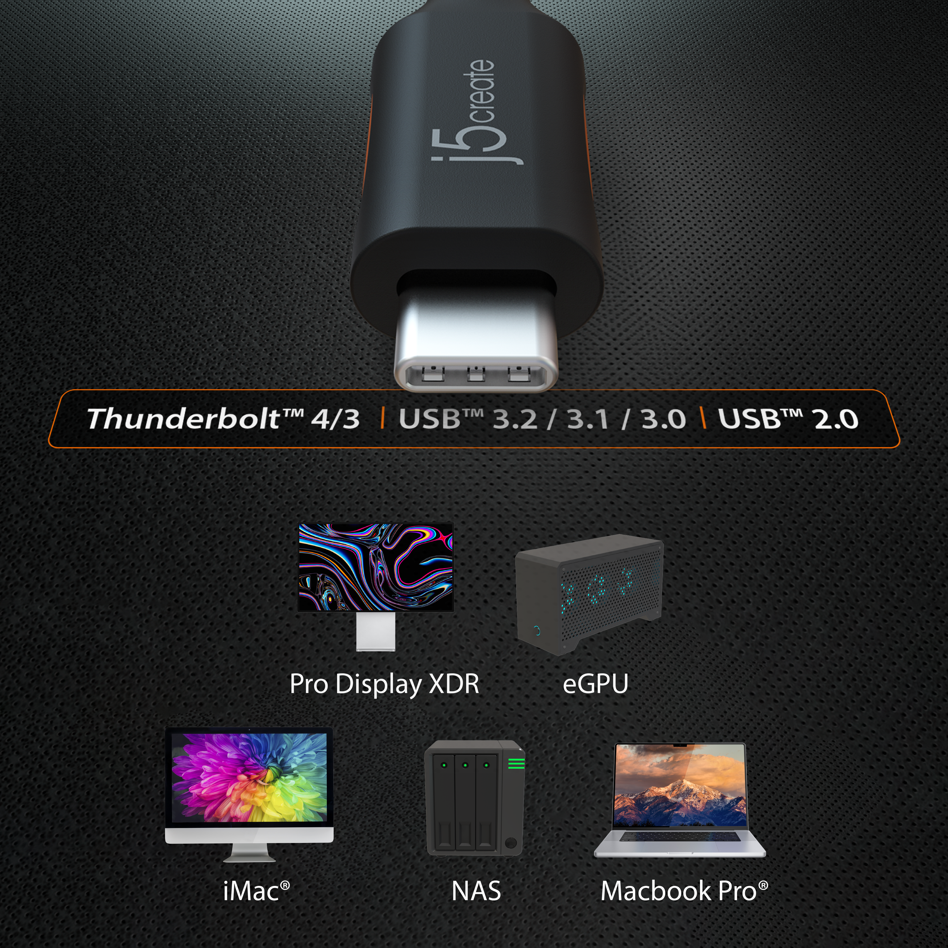 USB4® 40Gbps Full-Featured USB-C® Coaxial Cable – j5create