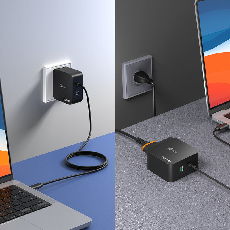 102W Nano Super Charger for USB-C® 2-Port (GaN Power) With AC Extension Kits