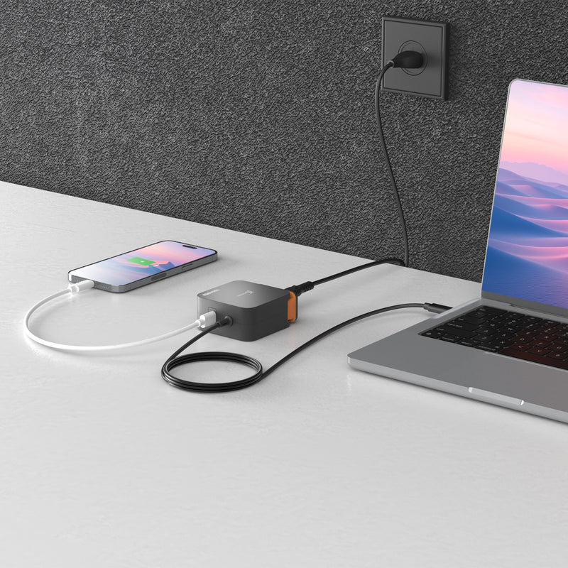 102W Nano Super Charger for USB-C® 2-Port (GaN Power) With AC Extension Kits