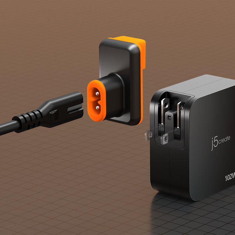 102W Nano Super Charger for USB-C® 2-Port (GaN Power) With AC Extension Kits