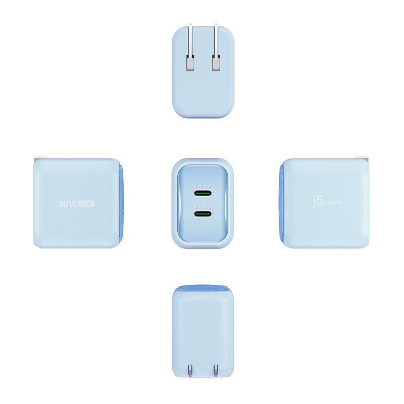 40W GaN USB-C® 2-Port Mini Charger