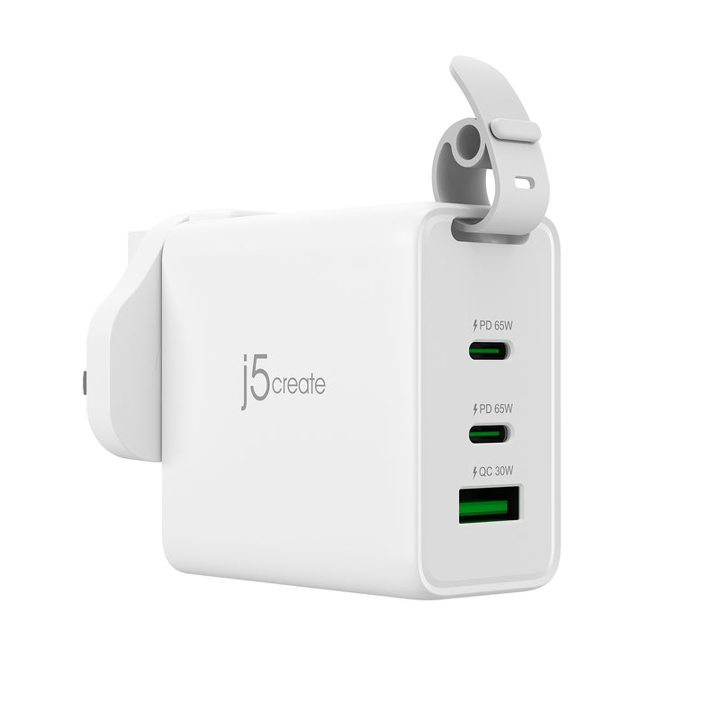 65W GaN USB-C® 3-Port Traveler Charger with changeable AC plugs and USB-C® cable