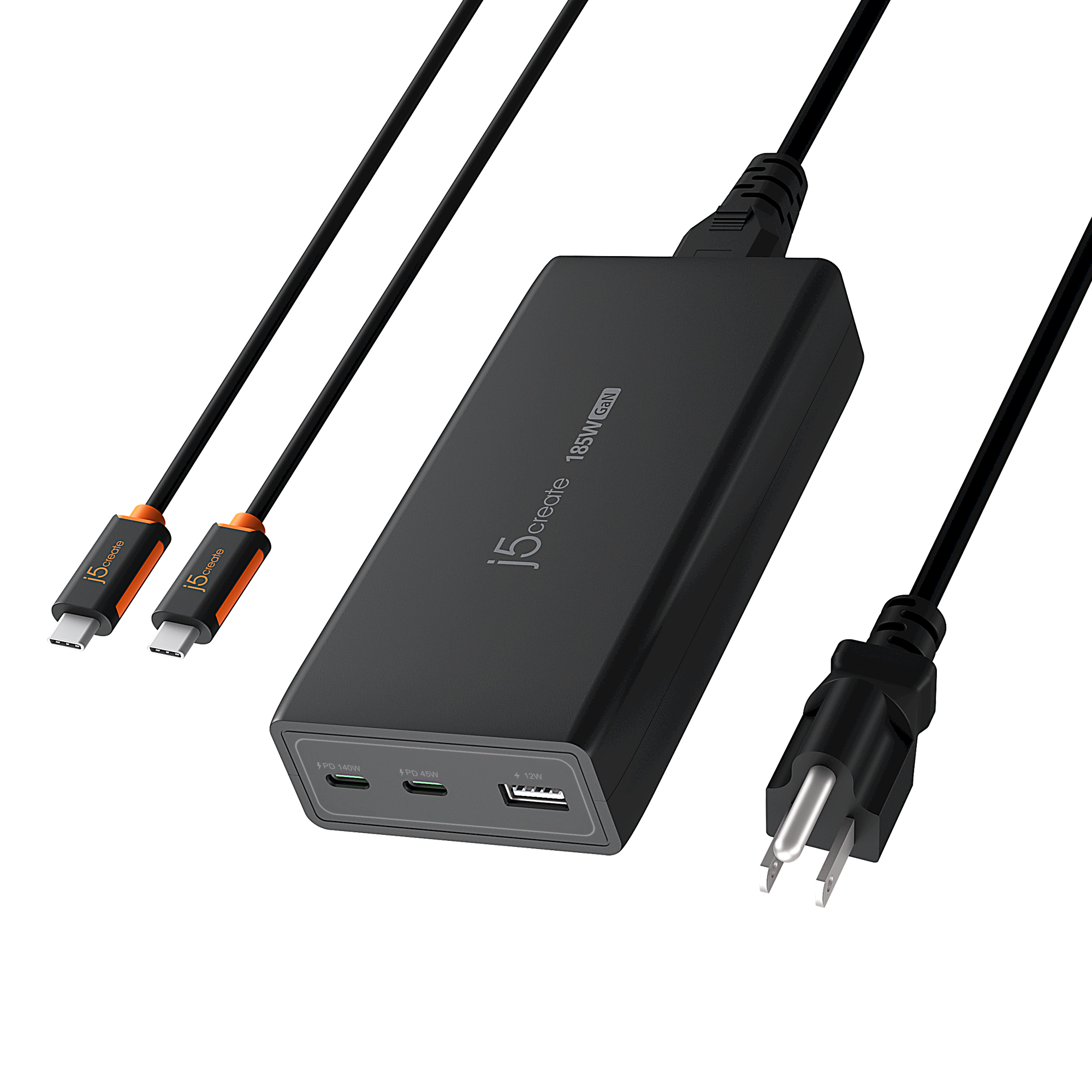 185W GaN PD 3.1 USB-C® 3-Port Charger – j5create 185W GaN PD 3.1 USB-C® 3-Port Charger – j5create