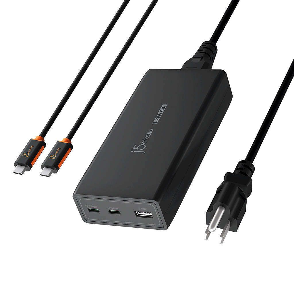 65-Watt-GaN-USB-C®-Ladegerät mit 3 Anschlüssen – j5create Europe