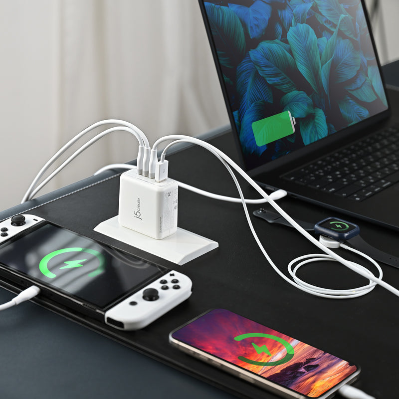 70W GaN USB-C® 4-Port Charger with changeable AC plugs