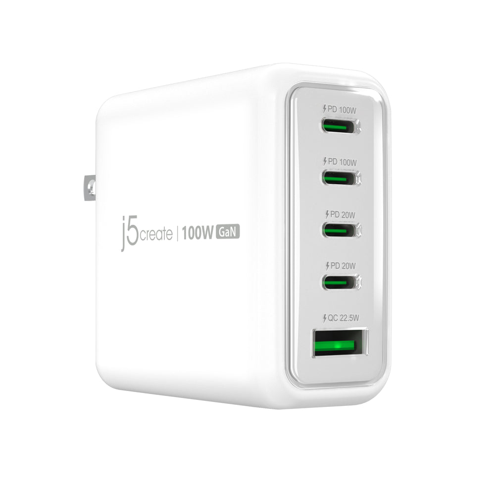 j5create JUP53100 100W GaN USB-C 5-Port Charger