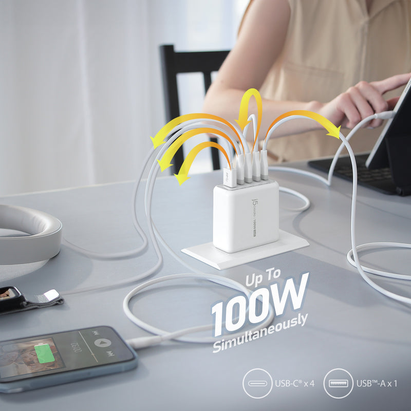 100W GaN USB-C® 5-Port Charger