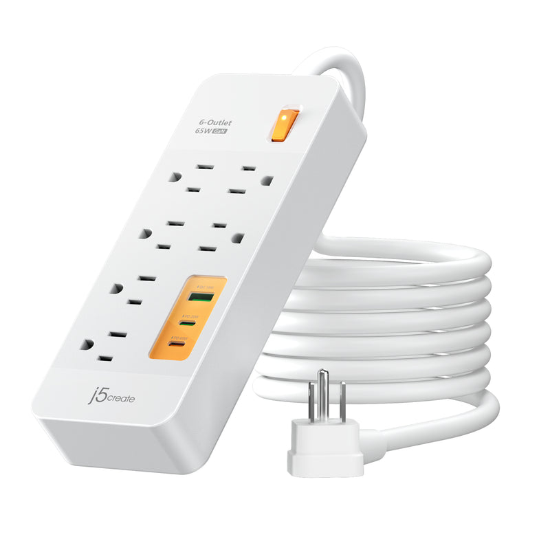 6-Outlet Surge Protector Power Strip with 3-USB™ 65W Charging Station