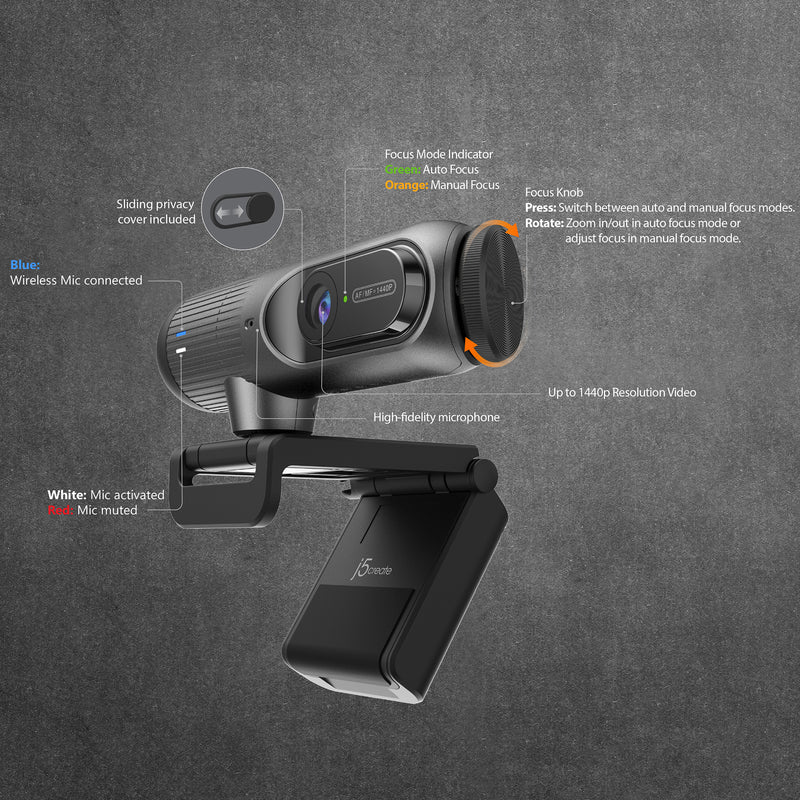 2K AI-Powered Webcam with Auto-Focus