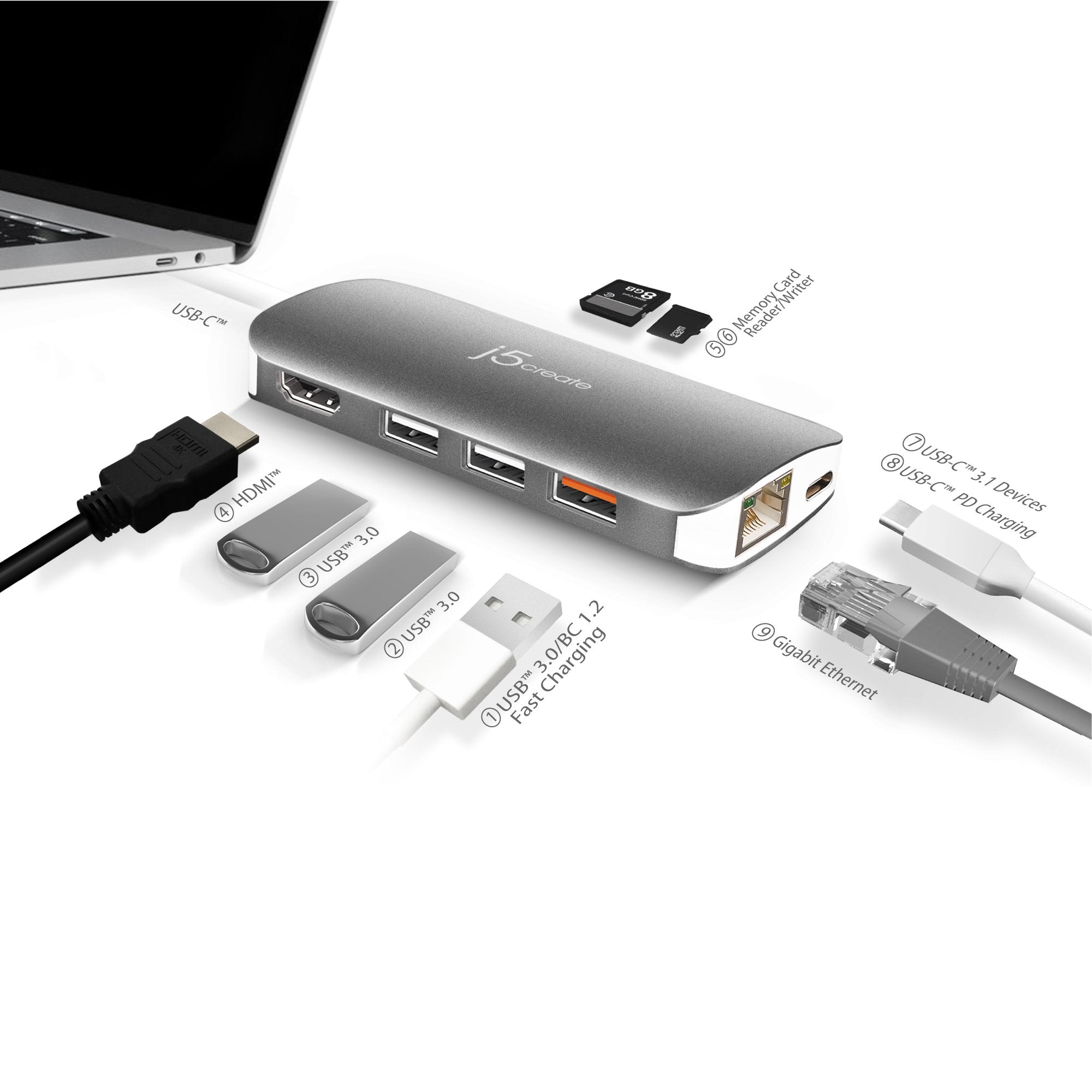 Grundig Hændelse politik USB-C™ Multi Adapter (9 Functions in 1) – j5create
