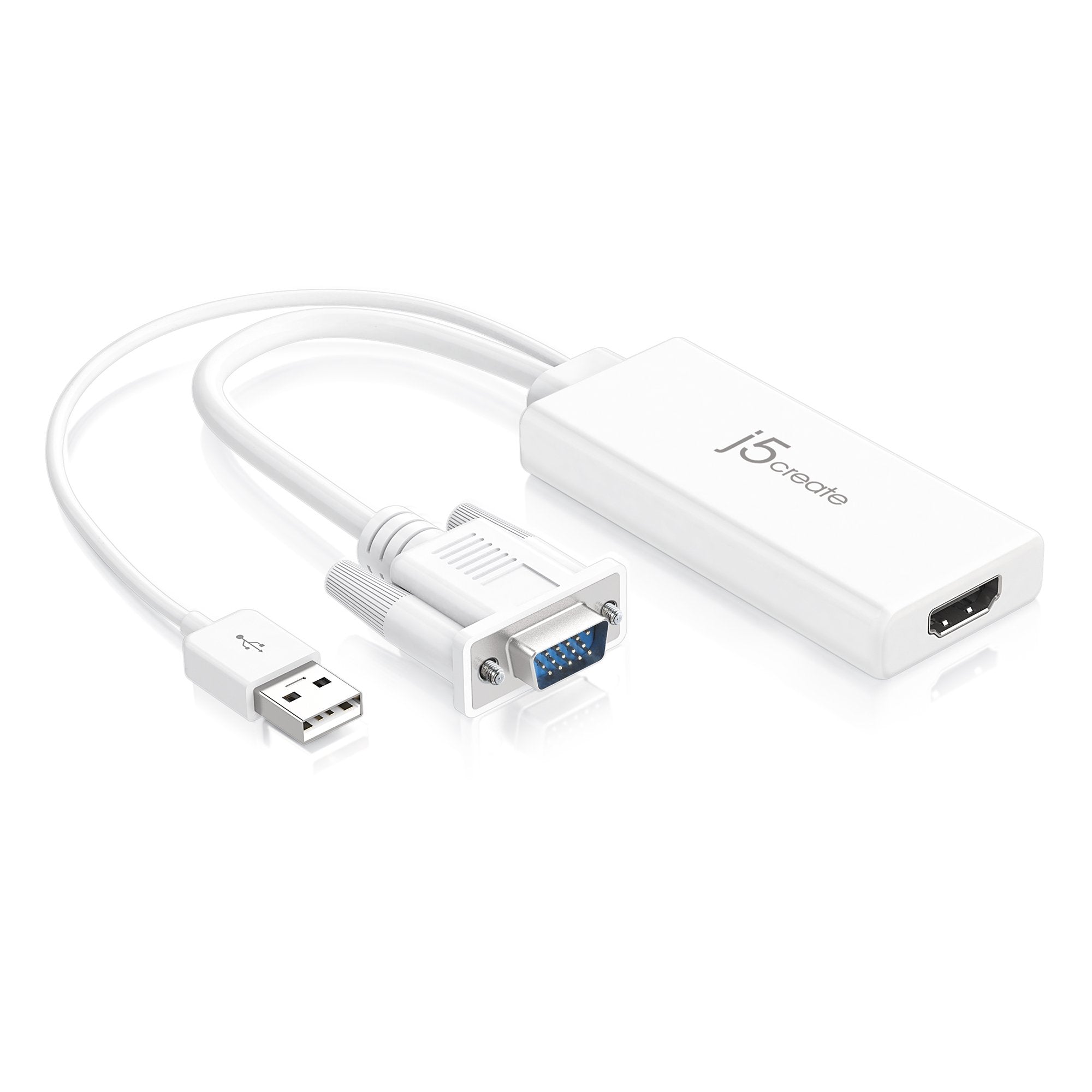 VGA to HDMI Video Audio Adapter, White VGA to HDMI Video Audio Adapter, White