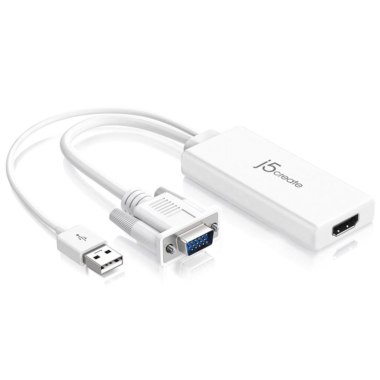 VGA to HDMI Video Audio Adapter, White VGA to HDMI Video Audio Adapter, White