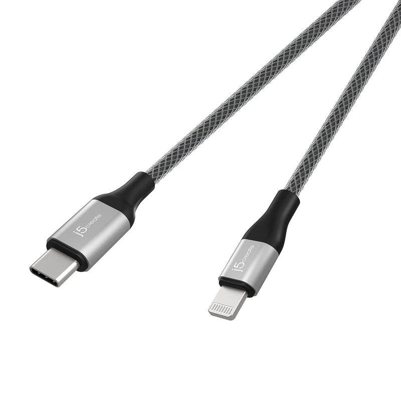 Close up of USB-C to Lightning Black Cable