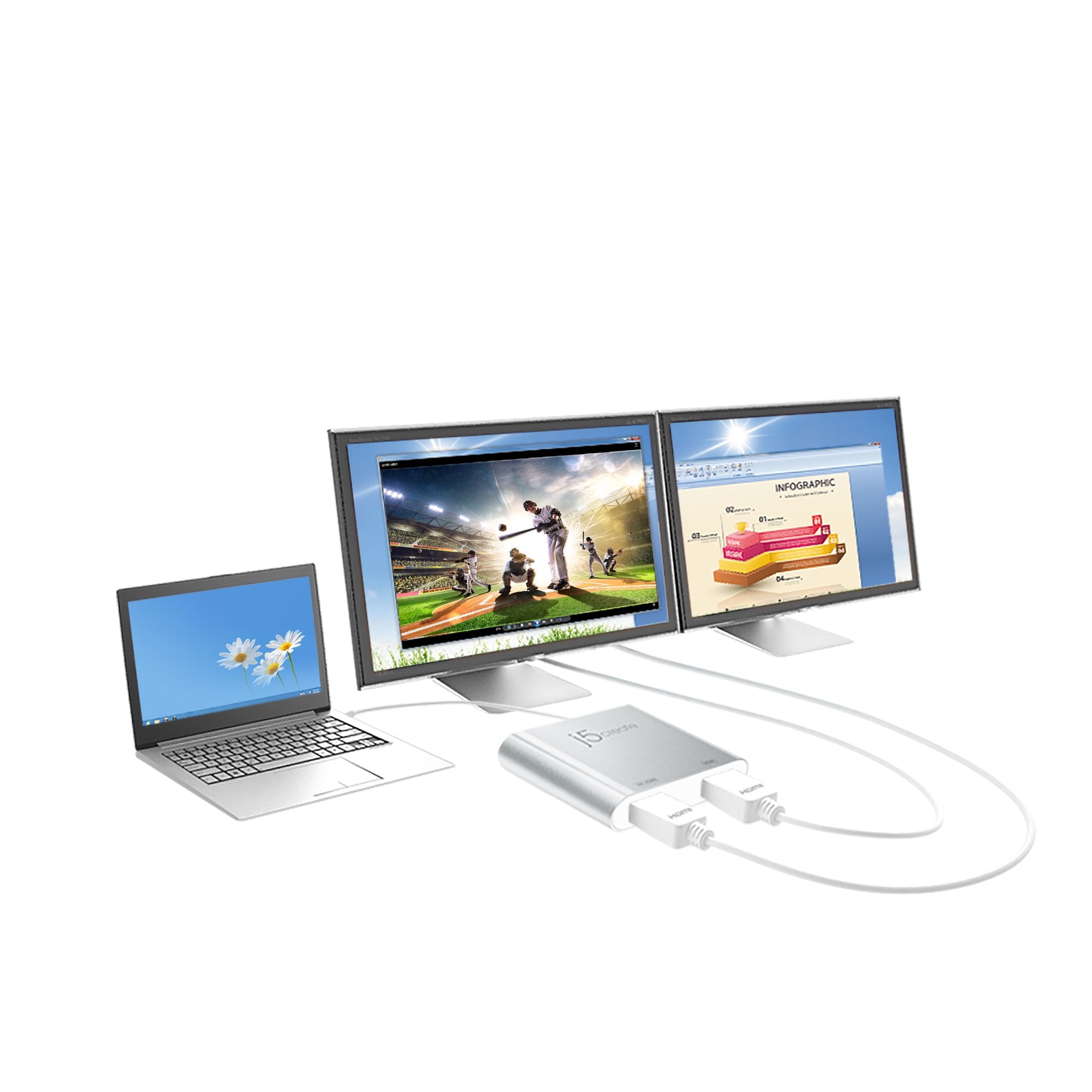 j5create, USB™ to HDMI™ Multi-Monitor Adapter, Windows® /macOS® Compatible,  JUA258 