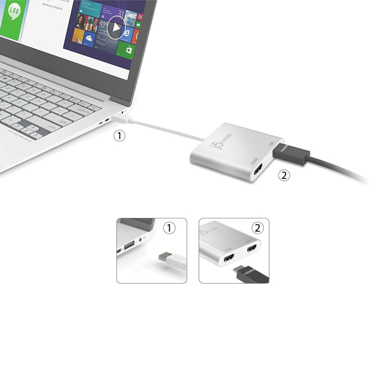 USB™ 3.0 to Dual HDMI™ Multi-Monitor Adapter
