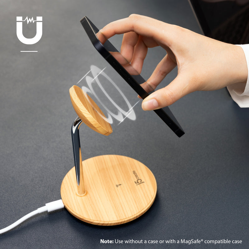 Wood Grain 2-in-1 Magnetic Wireless Charging Stand
