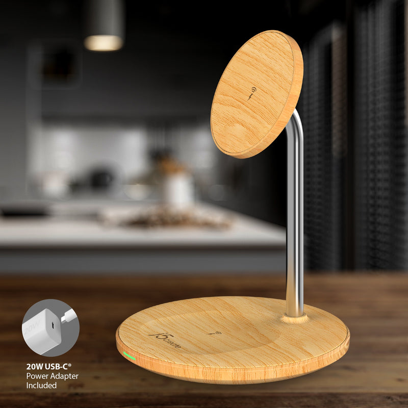 Wood Grain 2-in-1 Magnetic Wireless Charging Stand